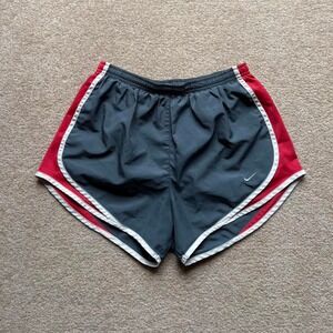 Nike Dri-Fit‎ Running Shorts Grey Red Striped Drawstring Waist Gym Size Small